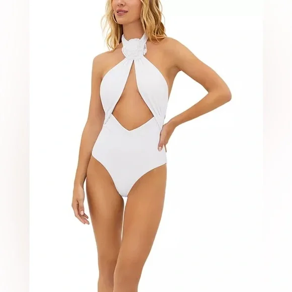 Beach Riot Rose Halter One-Piece Swimsuit, Size Large, $228